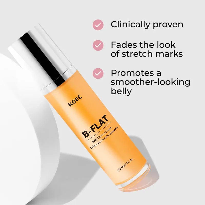 Creme para estrias na barriga KOEC B-FLAT em frasco com propriedades clinicamente comprovadas