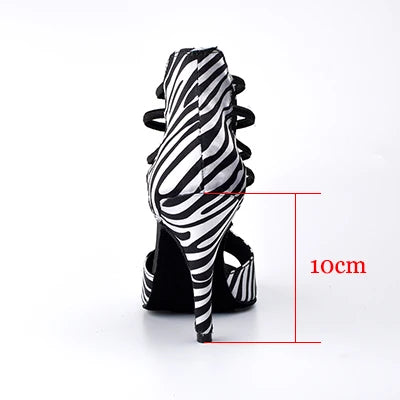 Sapatos salto tango feminino com estampas de zebra e salto de 10cm para um look elegante