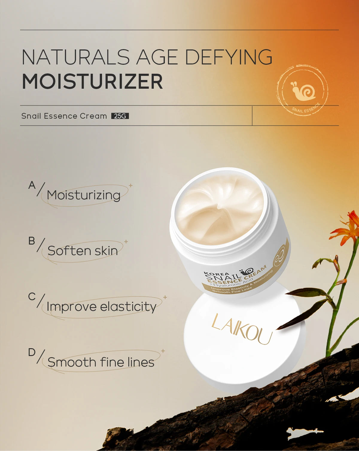 Creme de tratamento facial LAIKOU com extrato de caracol, hidratante pele rosto danificada