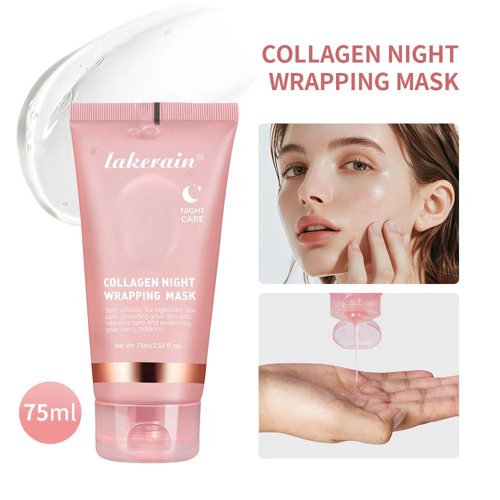 Creme noturno para pele facial com colágeno VERONNI embalagem rosa 75ml com amostra de aplicação