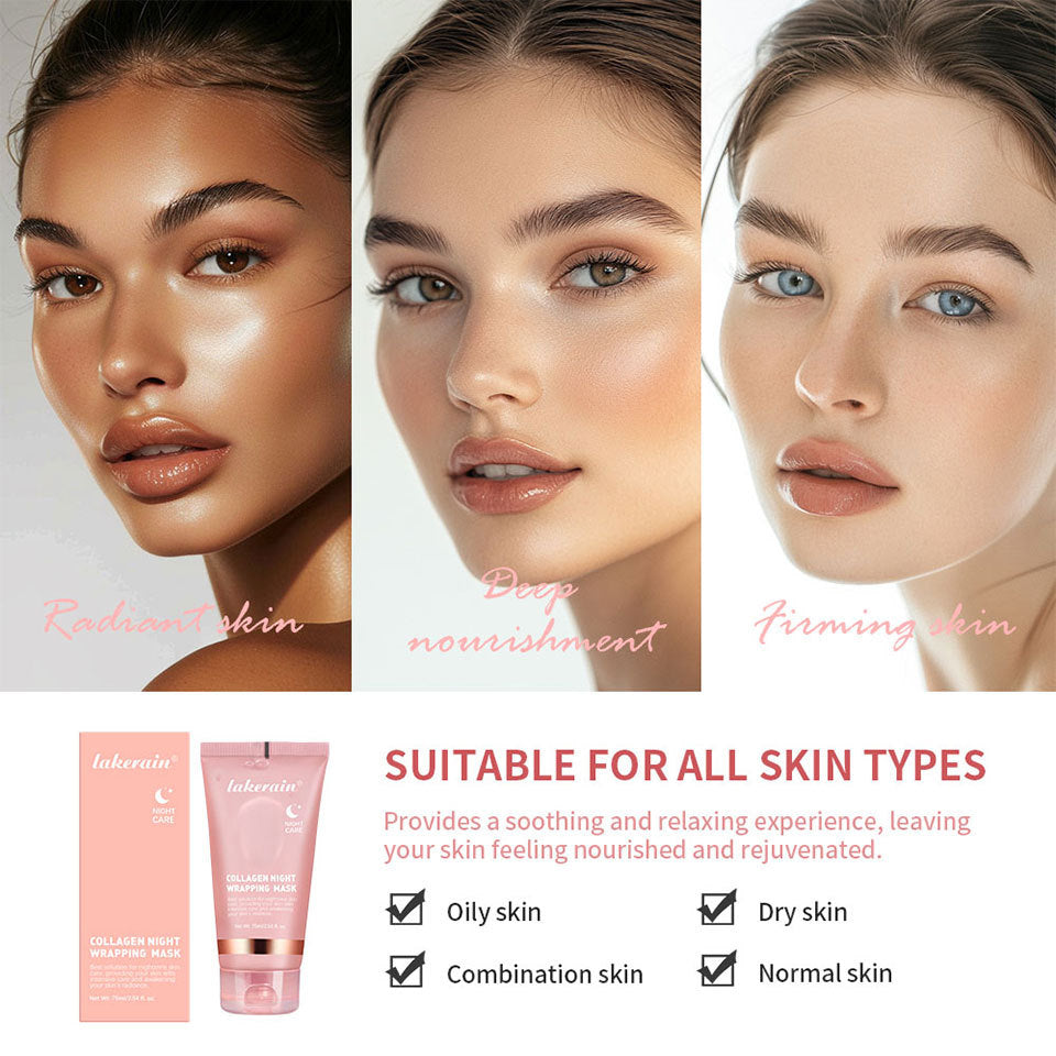 Creme noturno para pele facial com colágeno VERONNI para todos os tipos de pele, hidratação profunda e firmeza