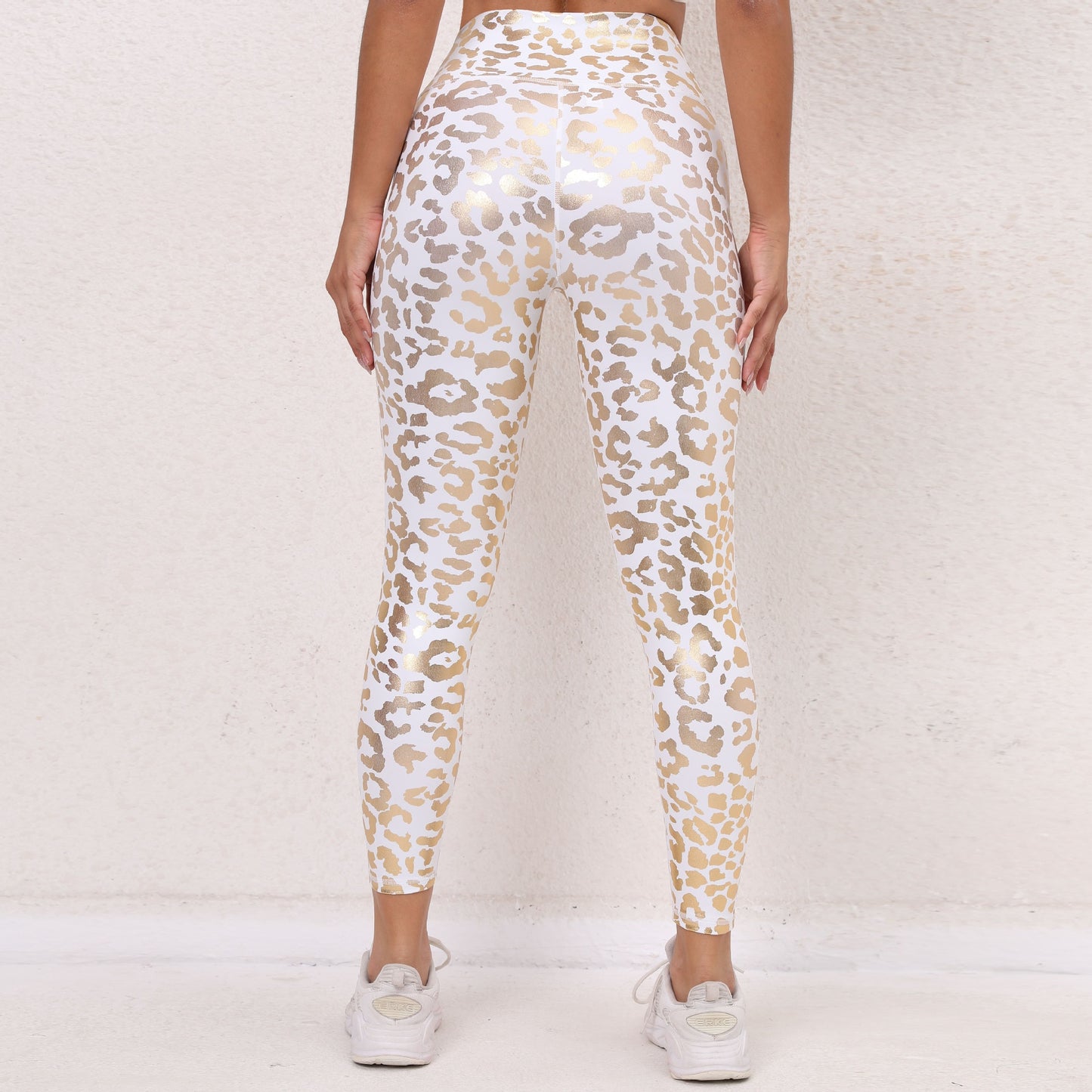 Calças legging feminina leopardo brilhante da WISYOA com ajuste confortável