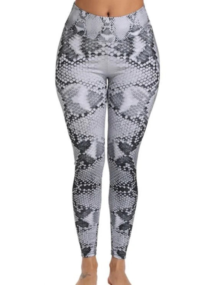 Calça feminina ZCLHP leggings femininas estampa animal em padrão de serpente para looks modernos