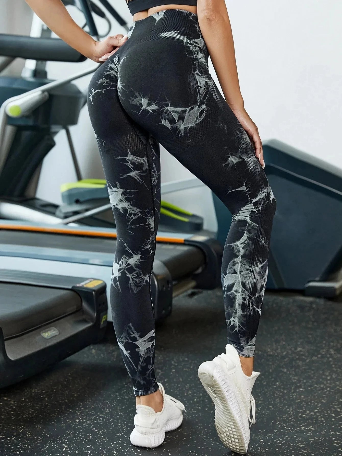 Calça feminina BOTEE SHARK, leggings femininas tie dye com estampa moderna para exercícios e moda casual