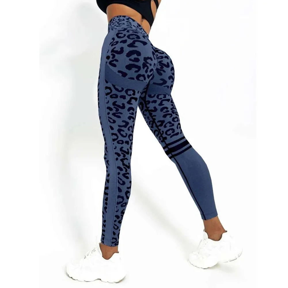 Leggings para yoga feminina com estampa de onça e cintura alta para conforto e estilo durante os exercícios