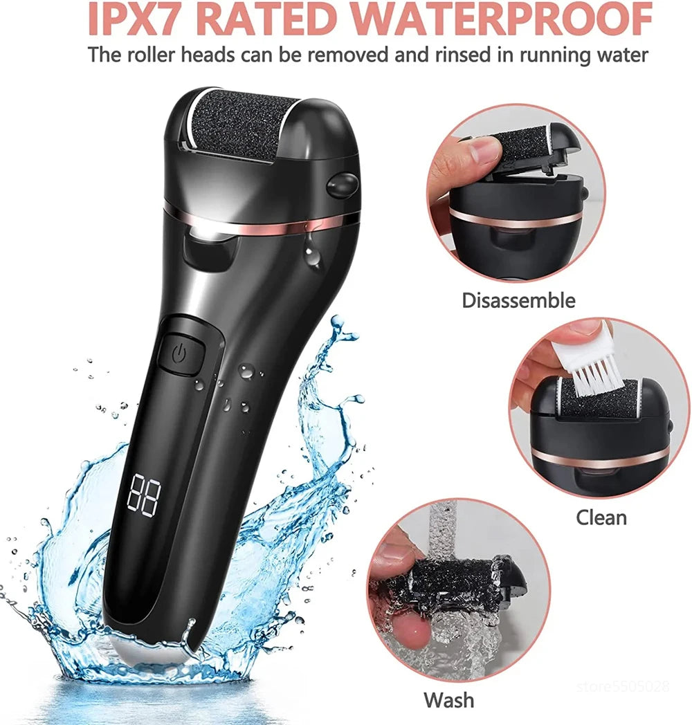 Removedor elétrico de calo de pé HAOYUNMA com função de limpador de pele morta e design à prova d água
