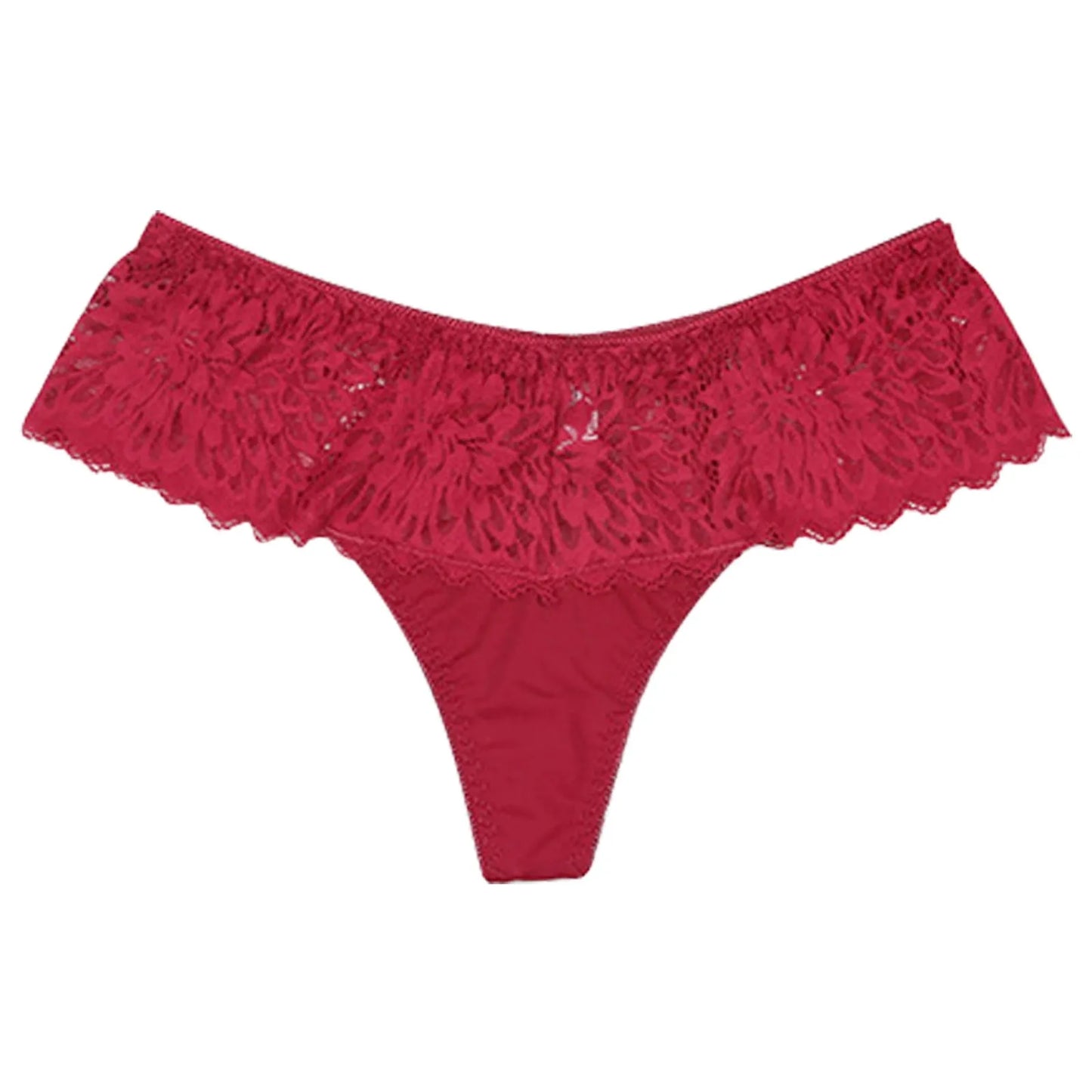 Shorts de lingerie feminina renda em vermelho com delicada renda na parte superior