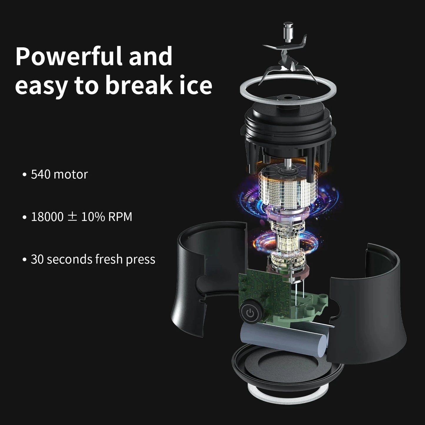 Mini liquidificador pessoal smoothie PLUZZ com motor potente de 540 e sistema para quebrar gelo facilmente