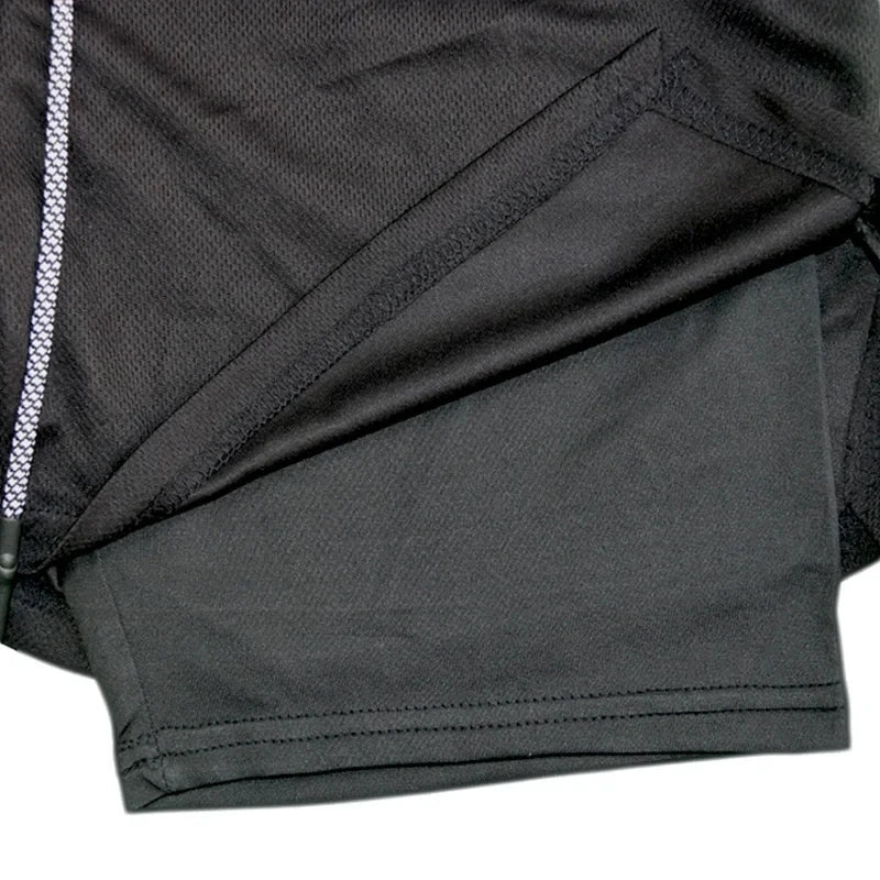 Calções LAMLKKY pretos com forro interno compressivo e tecido respirável short fitness masculino com estampa