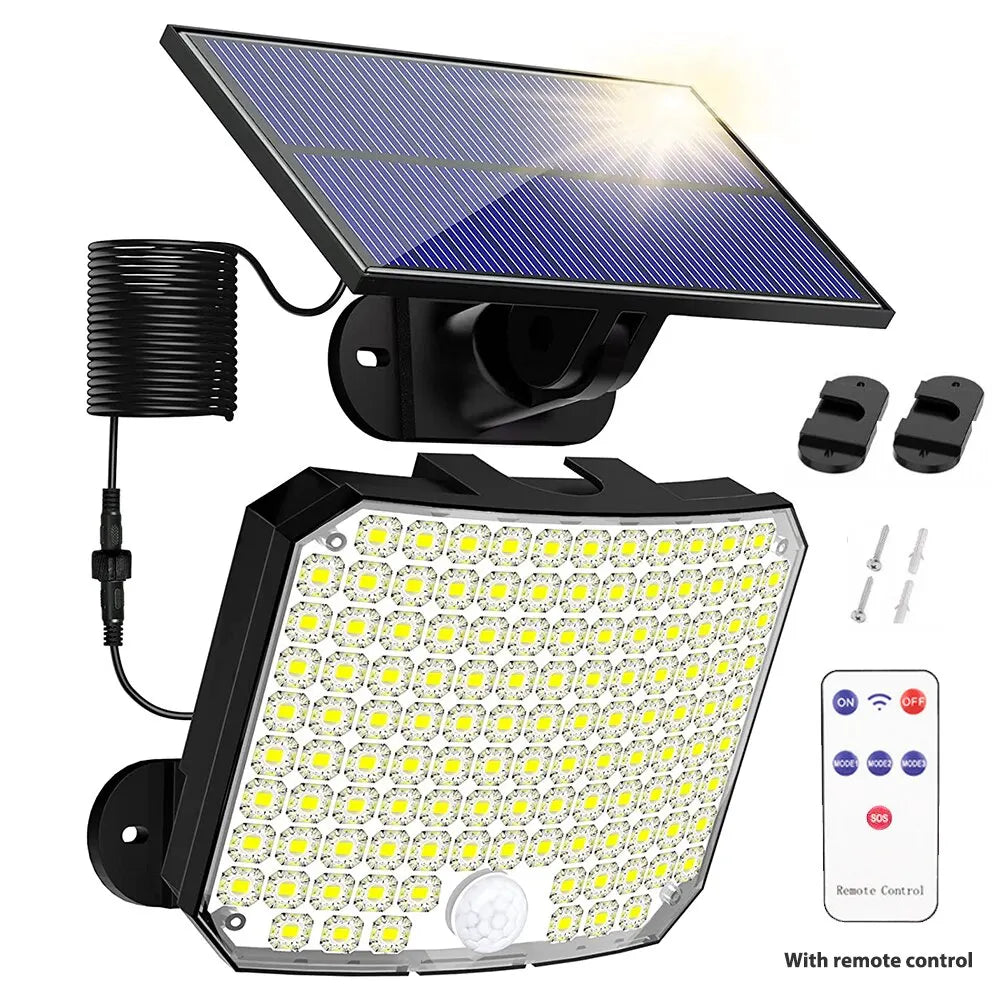 Luminária solar externa RXZOA com 118LED e controle remoto para iluminação externa eficiente