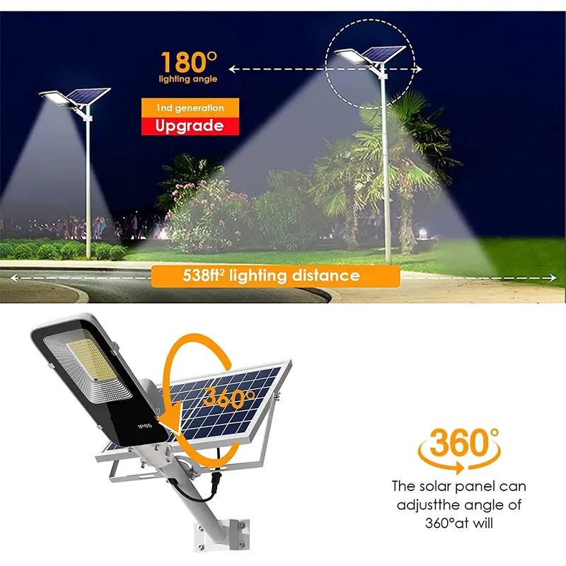 Luminária solar externa poderosa YQCHEZI com ângulo de 180 graus e distância de 538 pés de iluminação