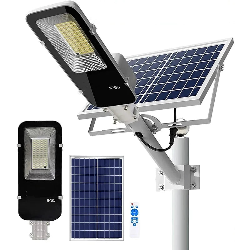 Luminária solar externa poderosa YQCHEZI com painel solar e controle remoto para iluminação eficiente