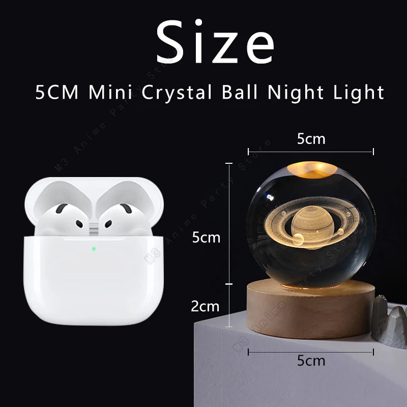 Lâmpada de led decorativa O Badalo do sino com bola de cristal decorativa brilhante 5cm e base de madeira
