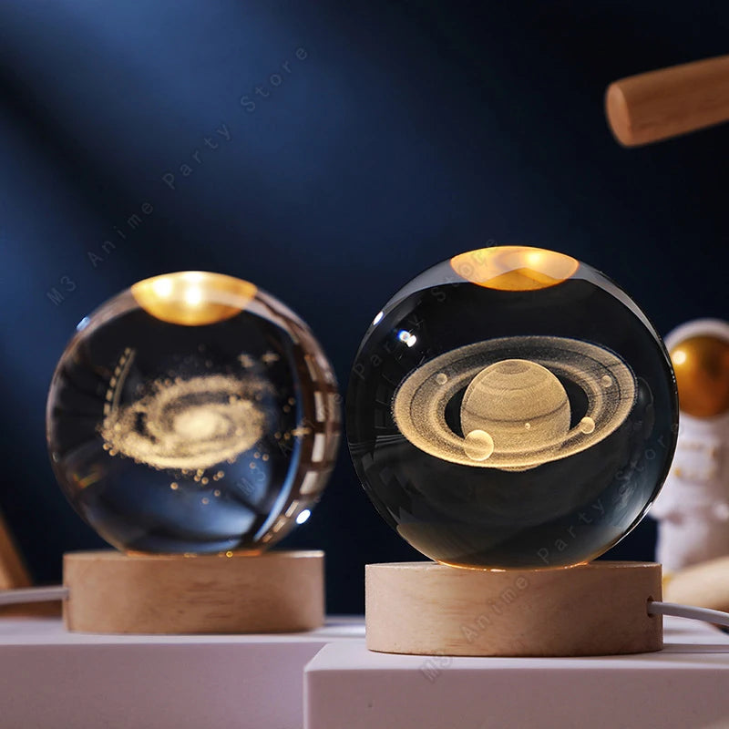 Lâmpada de led decorativa O Badalo do sino com bola de cristal decorativa brilhante 5cm exibindo planetas e galáxia