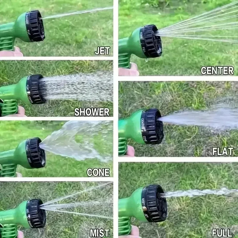 Mangueira de jardim expansível com bico ajustável para diferentes modos de irrigação