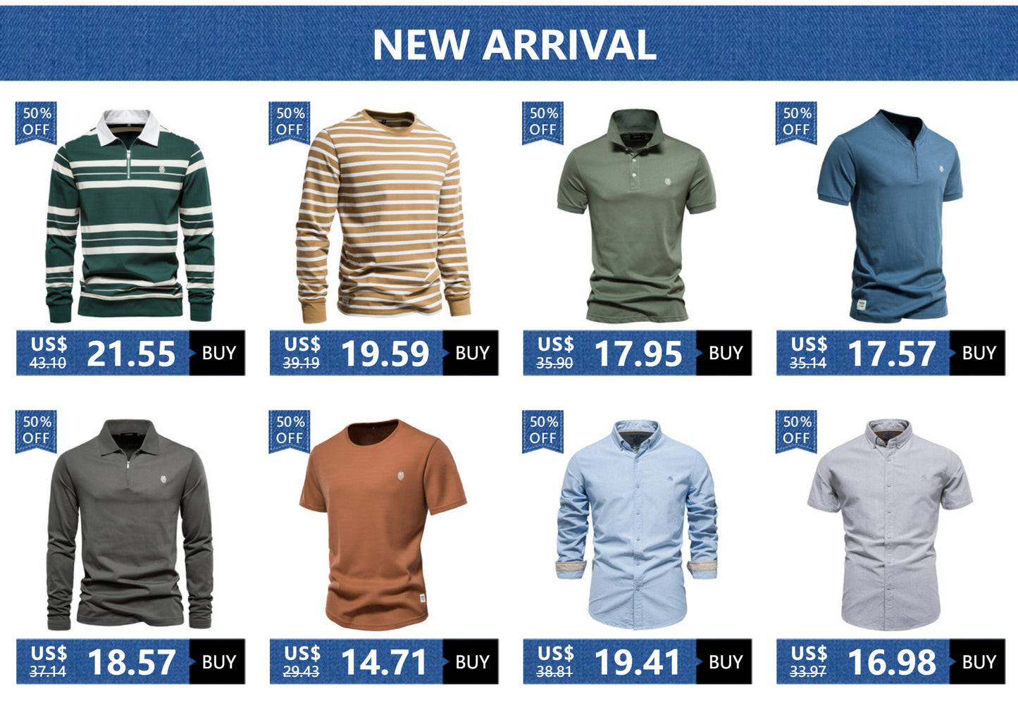 Camiseta casual masculina AIOPESON em várias opções de cores e estilos com descontos especiais
