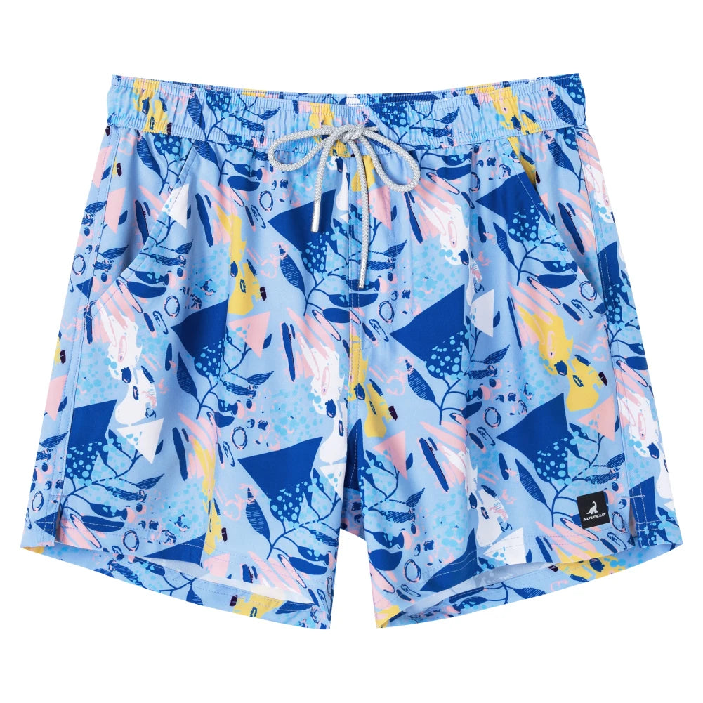 Shorts de banho masculino SURFCUZ com estampa colorida e cintura elástica para conforto durante atividades aquáticas