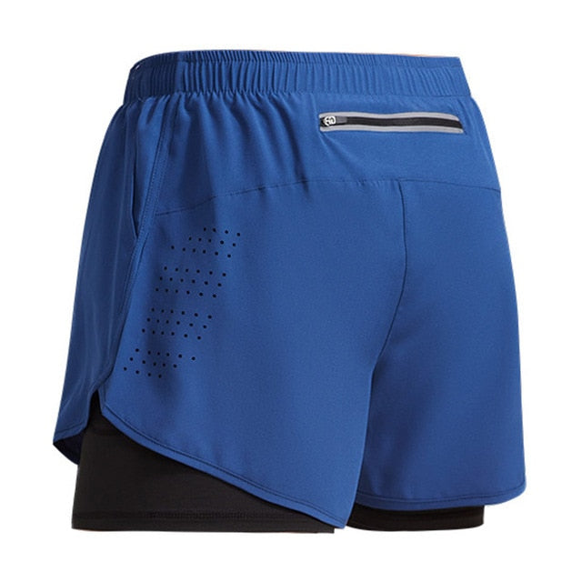 Shorts de treino masculino ANSDANK em azul com bolso traseiro e detalhes em rede para ventilação