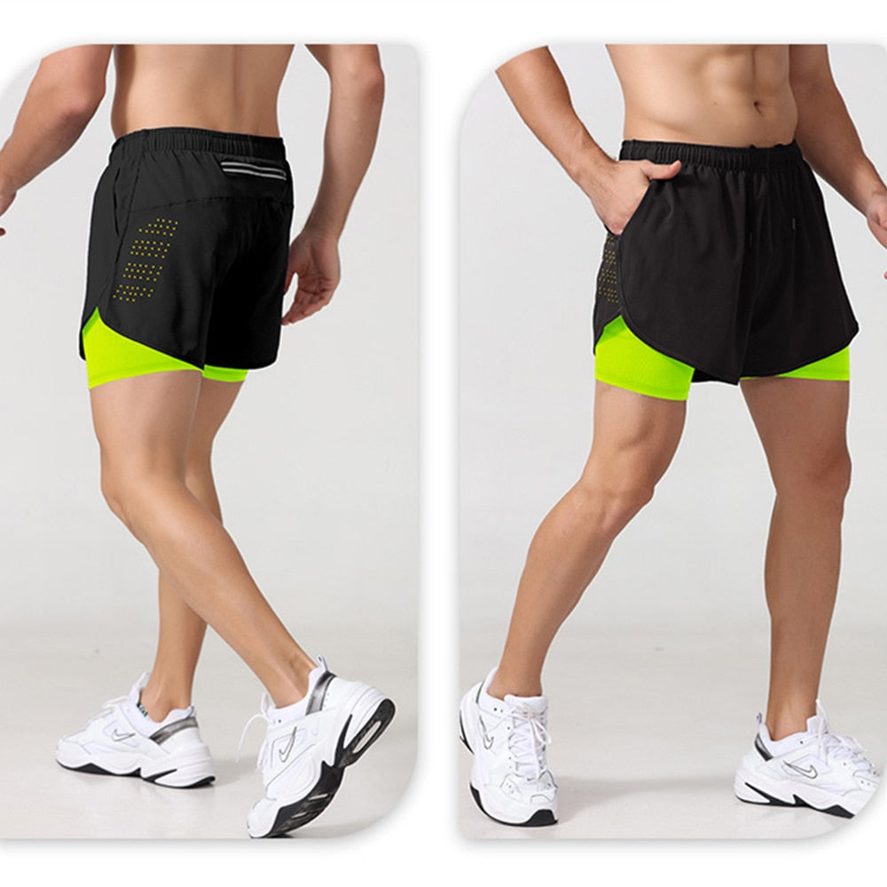 Shorts de treino masculino ANSDANK em preto com detalhes em verde para conforto e desempenho