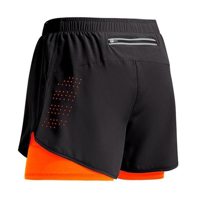 Shorts de treino masculino ANSDANK em preto e laranja, com bolso traseiro e design moderno