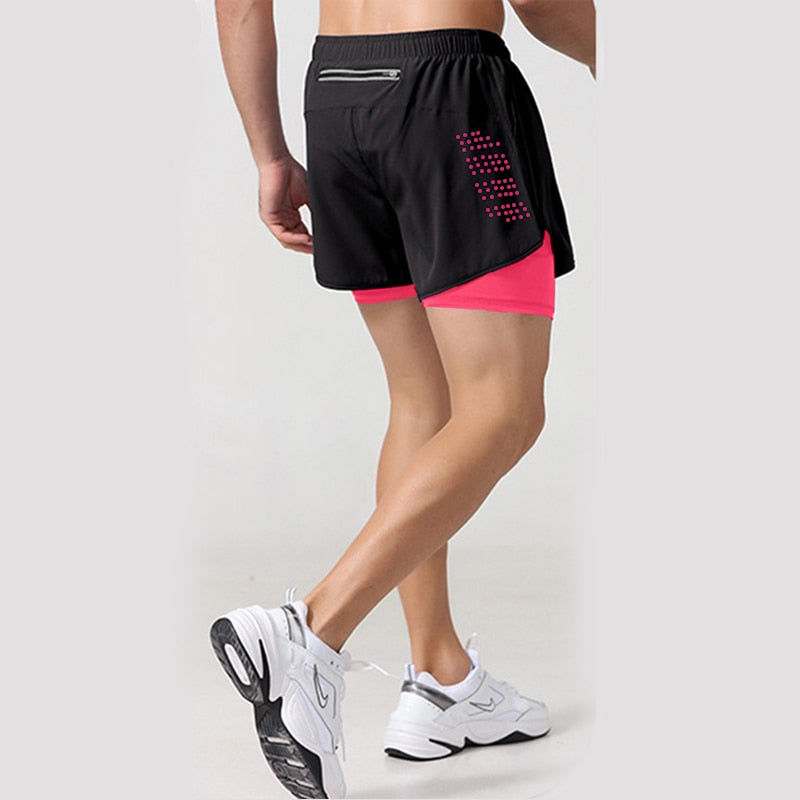 Shorts de treino masculino ANSDANK com design confortável e detalhe em rosa na parte traseira
