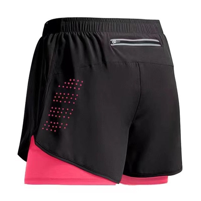 Shorts de treino masculino ANSDANK em preto com detalhes em rosa e bolso traseiro para conforto