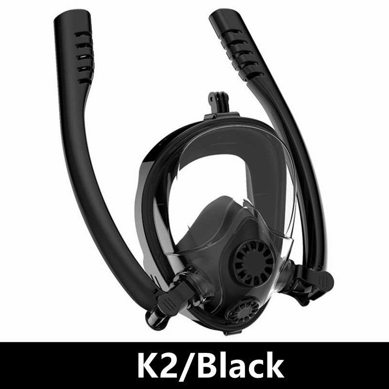 Máscara de mergulho para homens e mulheres K2 na cor preta com design ergonômico e visão ampla