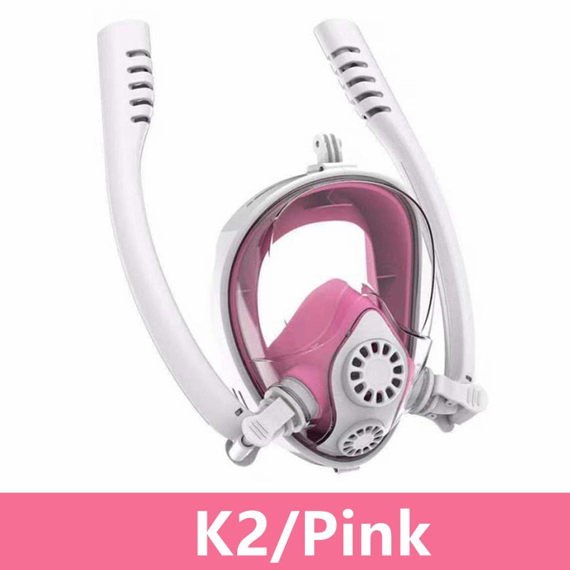 Máscara de mergulho para homens e mulheres K2 na cor rosa com design confortável e funcional para subaquático