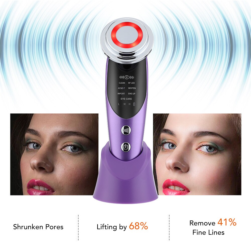 Massageador facial 7 em 1 LMH com tecnologia para redução de poros e firmeza da pele