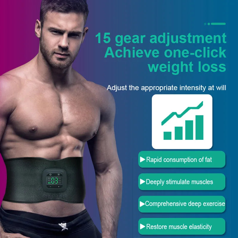 Cinto elétrico de tonificação abdominal BRANGDY com 15 níveis de intensidade para massagem e aquecimento abdominal