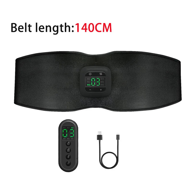 Cinto elétrico de tonificação abdominal BRANGDY com controle e cabo USB, ideal para massagem e aquecimento abdominal