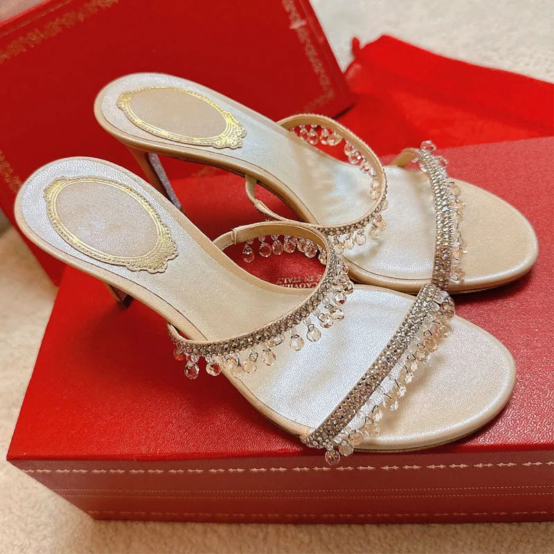 Sandálias femininas MAYLOTUS com design elegante para uso como sapatos de casamento stiletto
