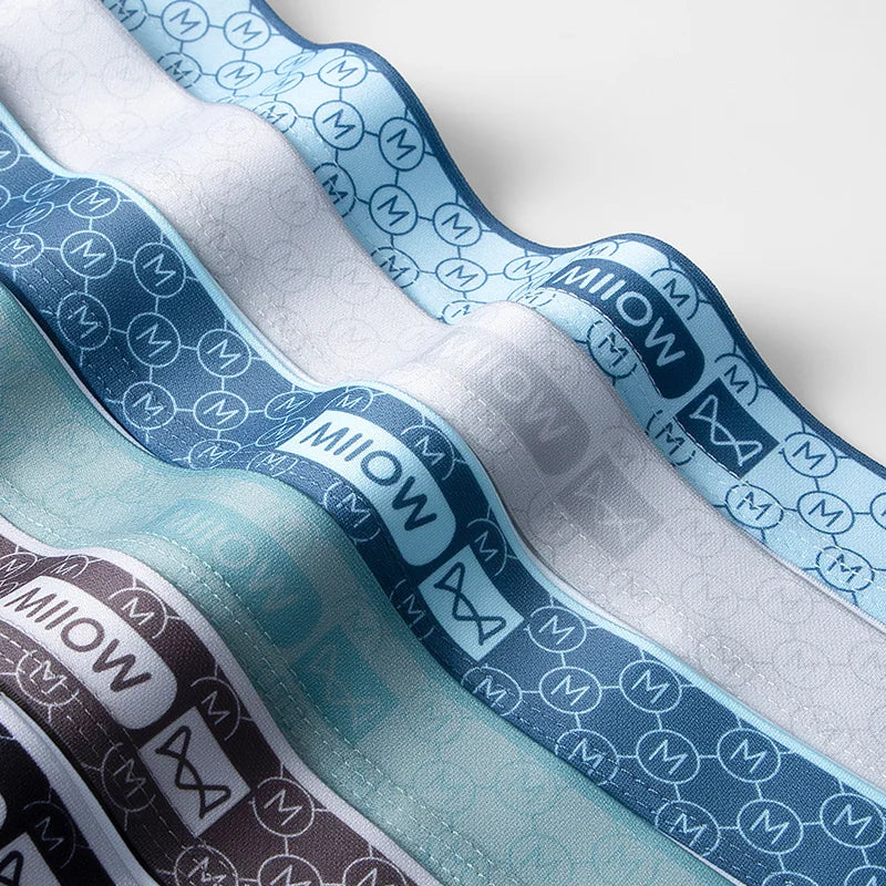 Pacote com 6 cueca masculina MiiOW, cores variadas e faixa elástica confortável
