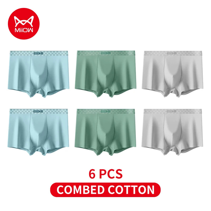 Cueca masculina pacote com 6 em algodão penteado nas cores azul e verde para conforto diário