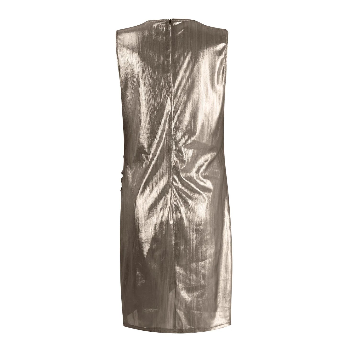 Mini vestido sexy metalizado com design elegante, ideal para festas e eventos sociais