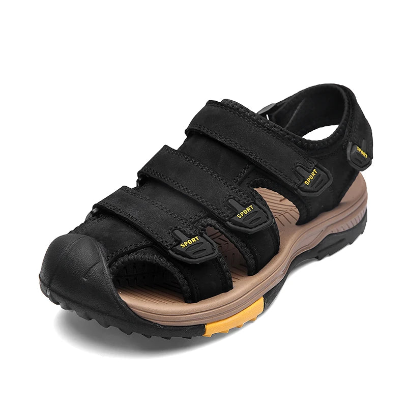 Sandálias masculinas MIXIDELAI em preto, ideais como sapatos casuais ao ar livre