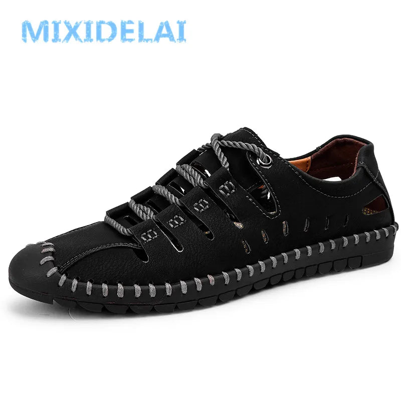 Sapatos casuais masculinos da MIXDELAI em preto com detalhes em cinza e design confortável