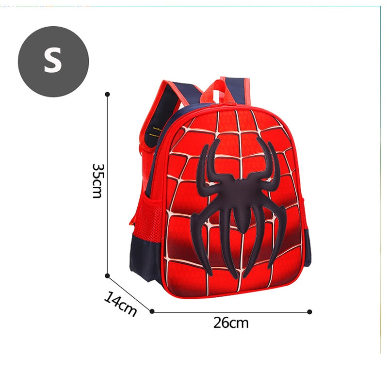 Mochila escolar infantil 3D com design de aranha, ideal para crianças e uso diário, nas cores vermelho e preto.