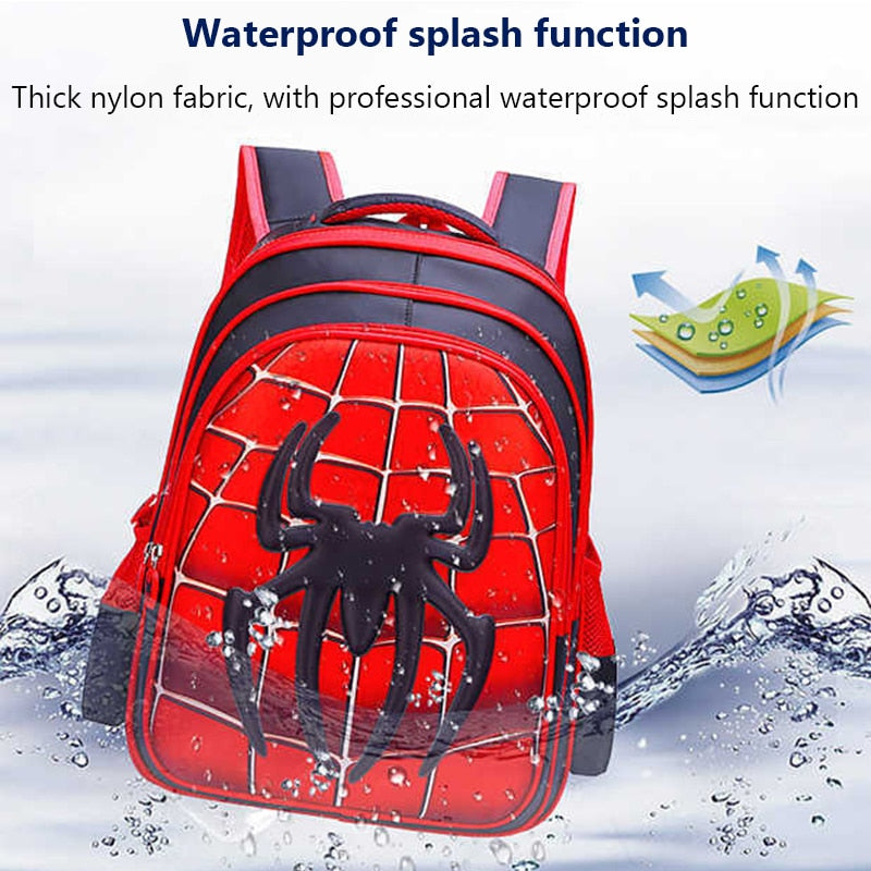 Mochila escolar infantil 3D SIREN HEAD vermelha com design de aranha e função impermeável