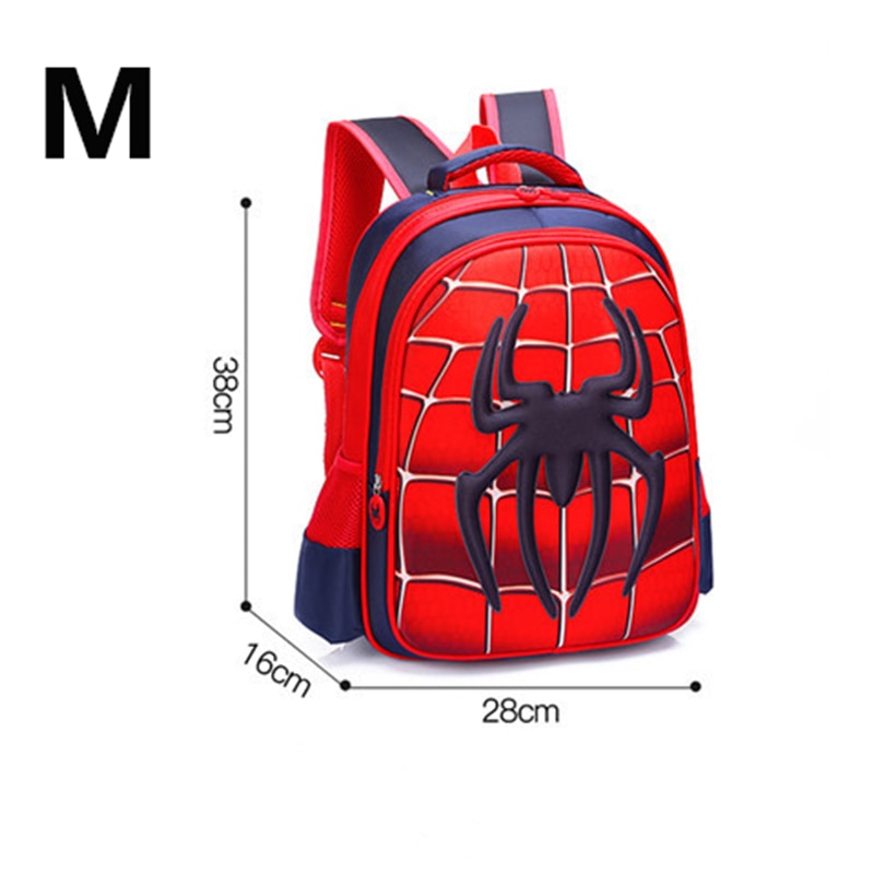 Mochila escolar infantil 3D com design do Homem-Aranha, ideal para crianças que gostam de super-heróis