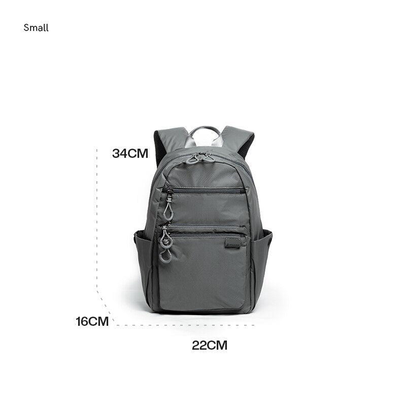 Mochila feminina casual grande FOUVOR em cinza, ideal para uso diário e armazenamento expansivo