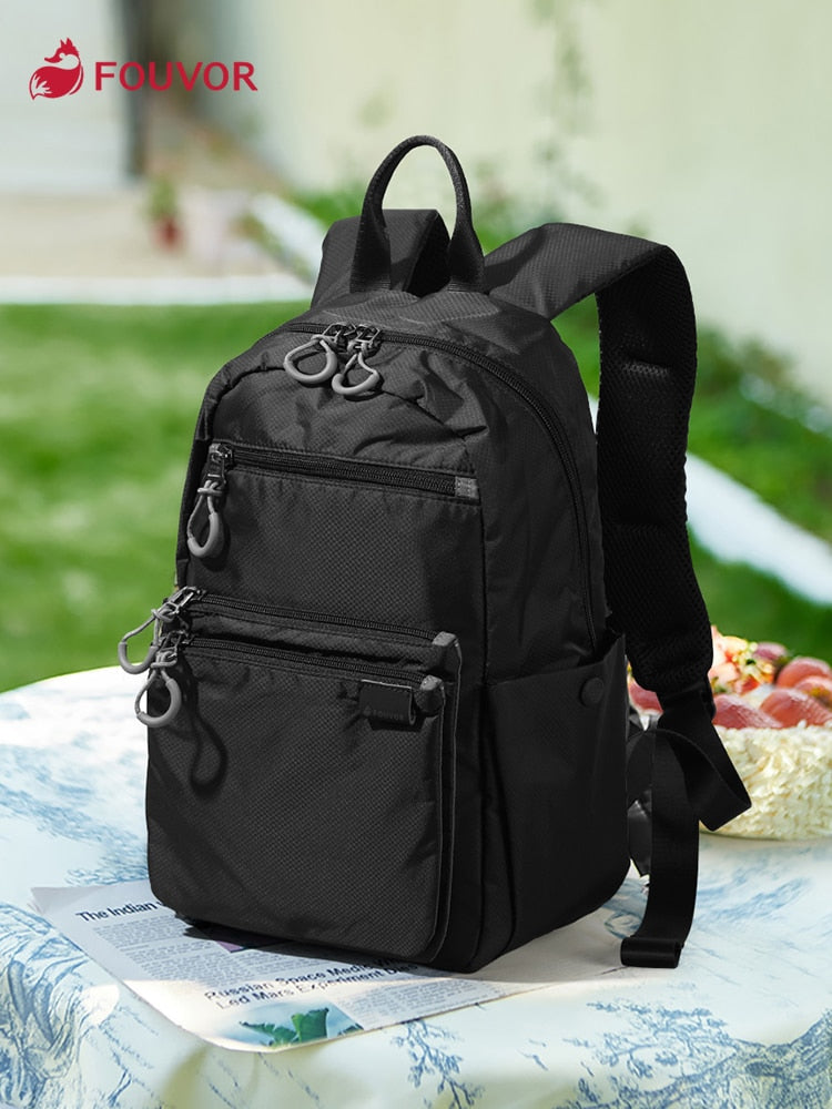 Mochila feminina casual grande da FOUVOR em preto, ideal para uso diário e viagens