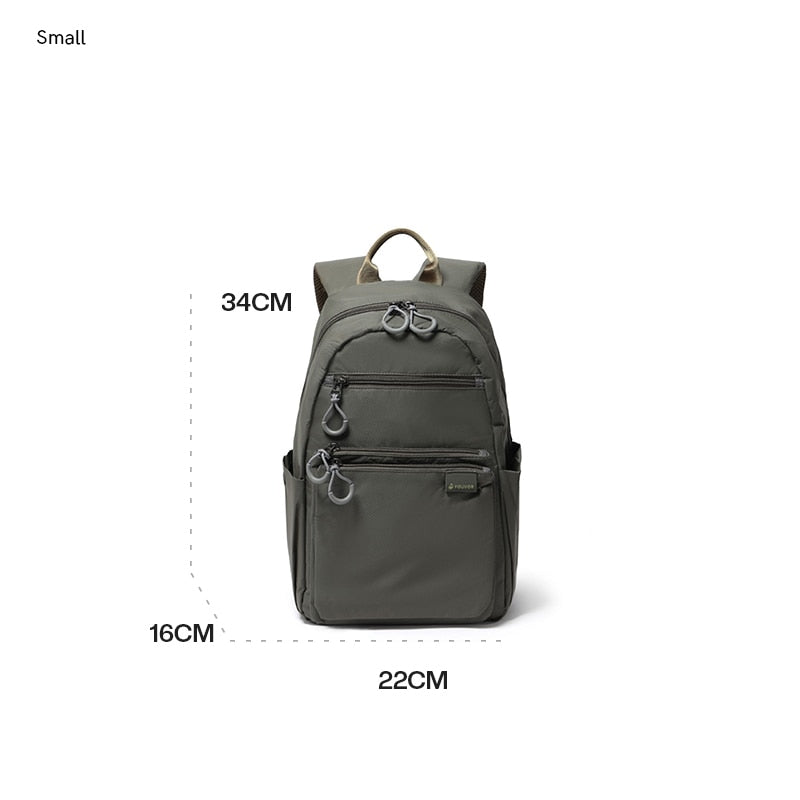 Mochila feminina casual grande FOUVOR em verde com múltiplos bolsos e design moderno