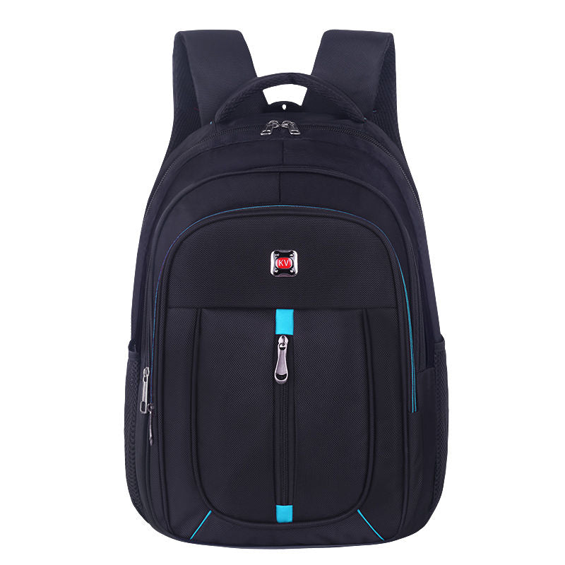 Mochila masculina casual WEIXIER em preto com detalhes em azul para uso diário e conforto.