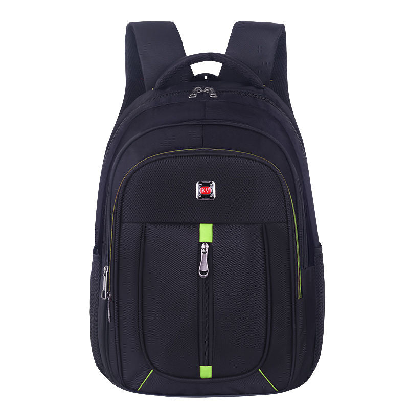 Mochila masculina casual da WEIXIER em preto com detalhes em verde e múltiplos bolsos