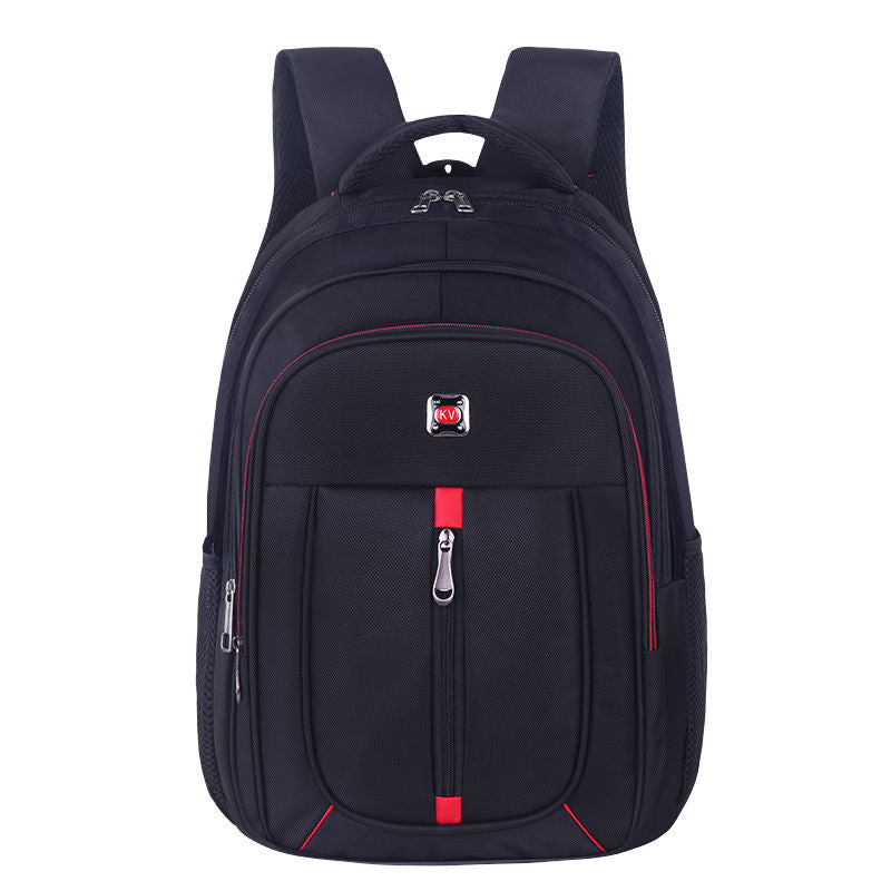 Mochila masculina casual WEIXIER em preto com detalhes vermelhos e múltiplos bolsos para uso diário