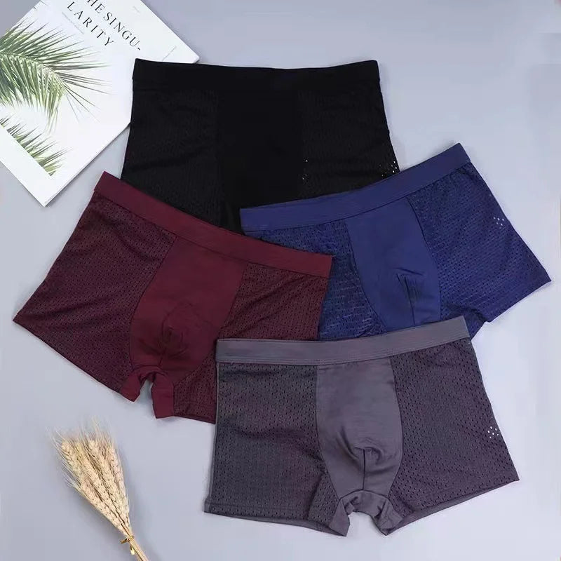 Conjunto de cuecas boxer masculinas em cores diversas, moda masculina cuecas impressas de alta qualidade