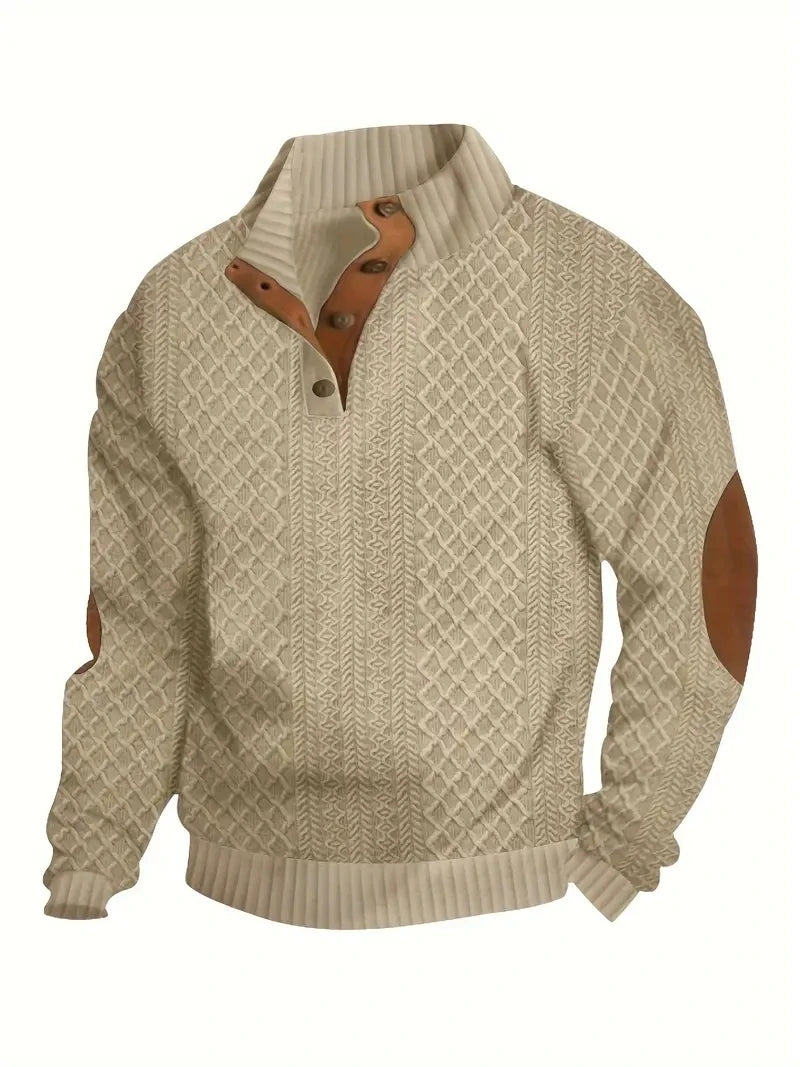 Suéter masculino da NOENNAME_NULL em estilo tricot com detalhes em couro, ideal para moda masculina primavera