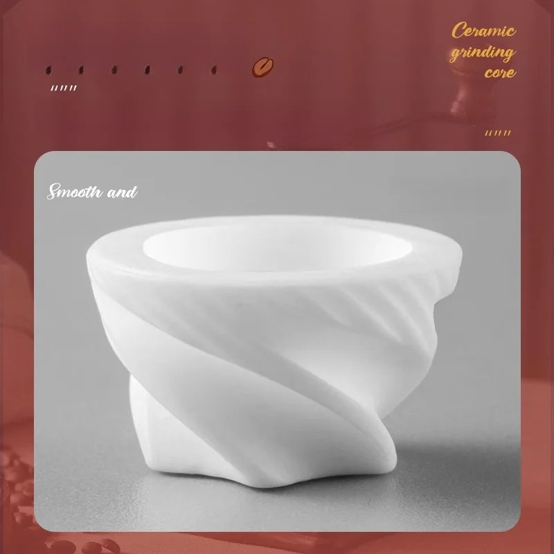 Moedor de café com cabo de madeira em design elegante e cerâmica suave, ideal para grãos de café frescos