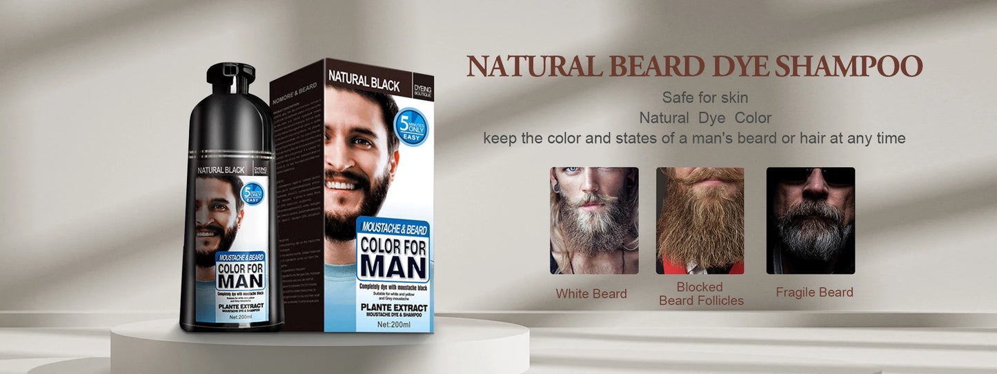 Shampoo para tingimento de barba masculina MOKERU com extrato de plantas, ideal para cobrir pelos brancos